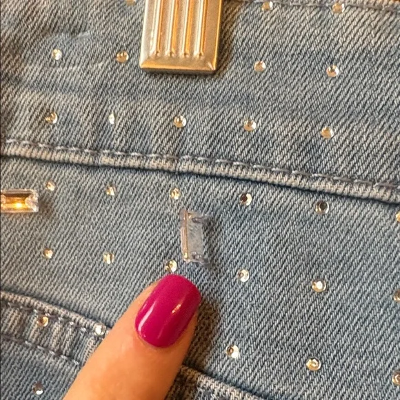 NWT Gianni Bini Rhinestone Mini Denim Skirt - Picture 6 of 12